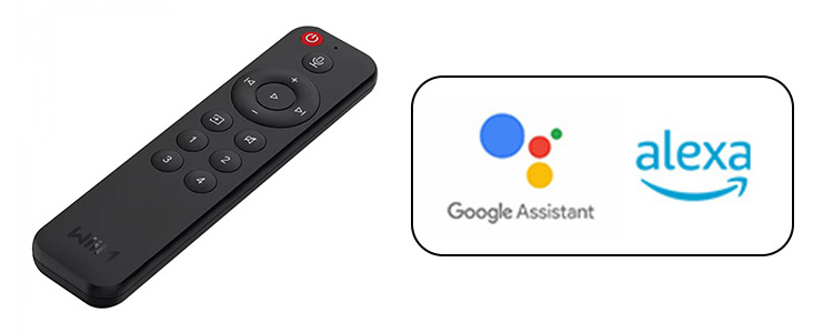 Photo of remote control and available voice assistants