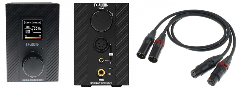 Photo du pack FX-Audio DS07 + R07 + Audiophonics Wire XLR