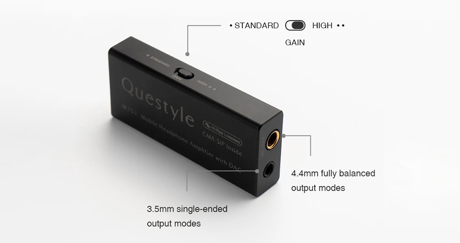 Picture of the outputs and gain control of the QUESTYLE M15i