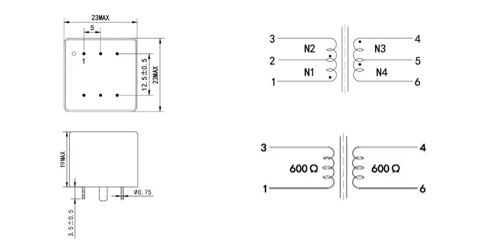 Audio E-9818 transformer dimensions