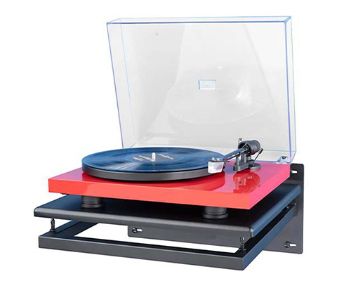 Photo of Pangea Vulcan Premier SE MKII wall shelf with vinyl turntable