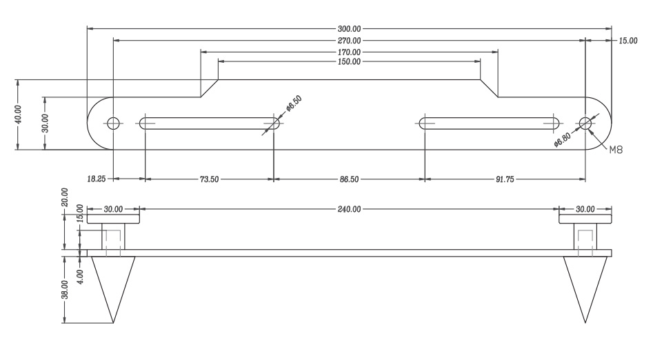 Dimensions du support Dayton Audio OS-2S