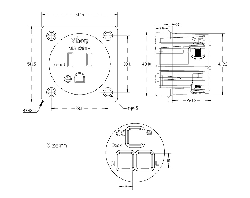 Dimensions du VIBORG VM04G