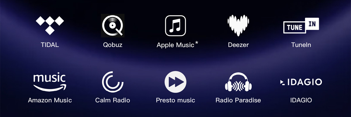 Eversolo DMP-A6 Master Edition Gen 2 : Logos des services de streaming supportés